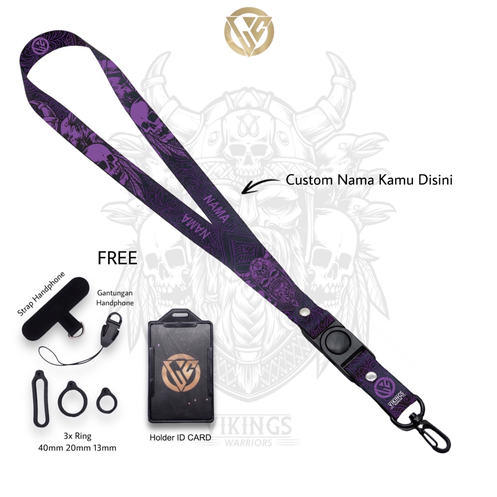 

Lanyard Craft Custom Nama Viking Warriors Series Gantungan Holder ID Card