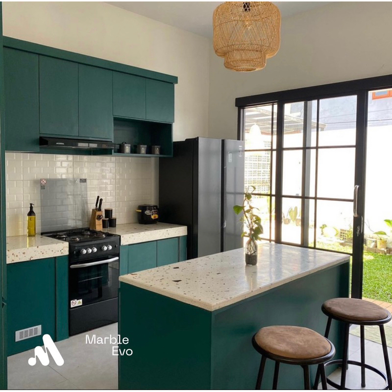 Meja counter top Terazzo / Kitchen set terazzo top table / Meja terazzo dapur kitchen set