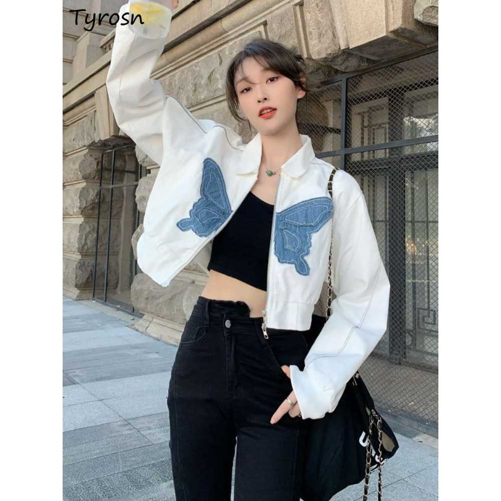 Butterfly Jaket Croope Wanita Korean Style - Jaket Zipper Croope Korean style Kekinian