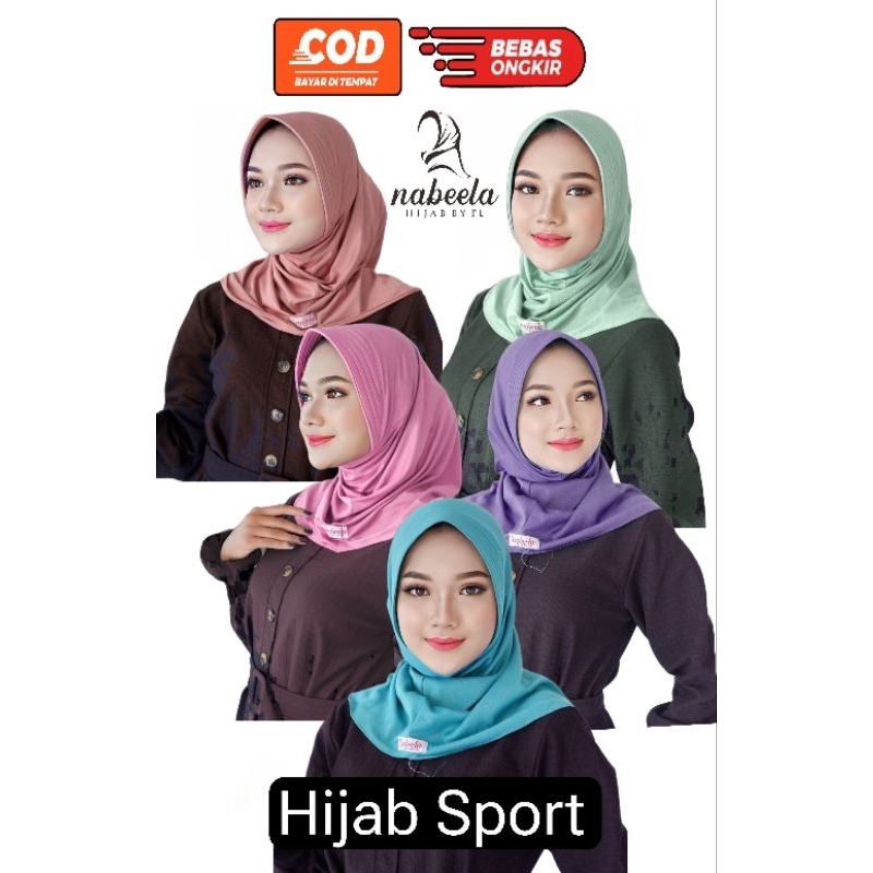 Hijab Jilbab Bergo Kerudung Kudung Sporty Sport Instan Instant Instand Olahraga Volly Voli Bahan Spa