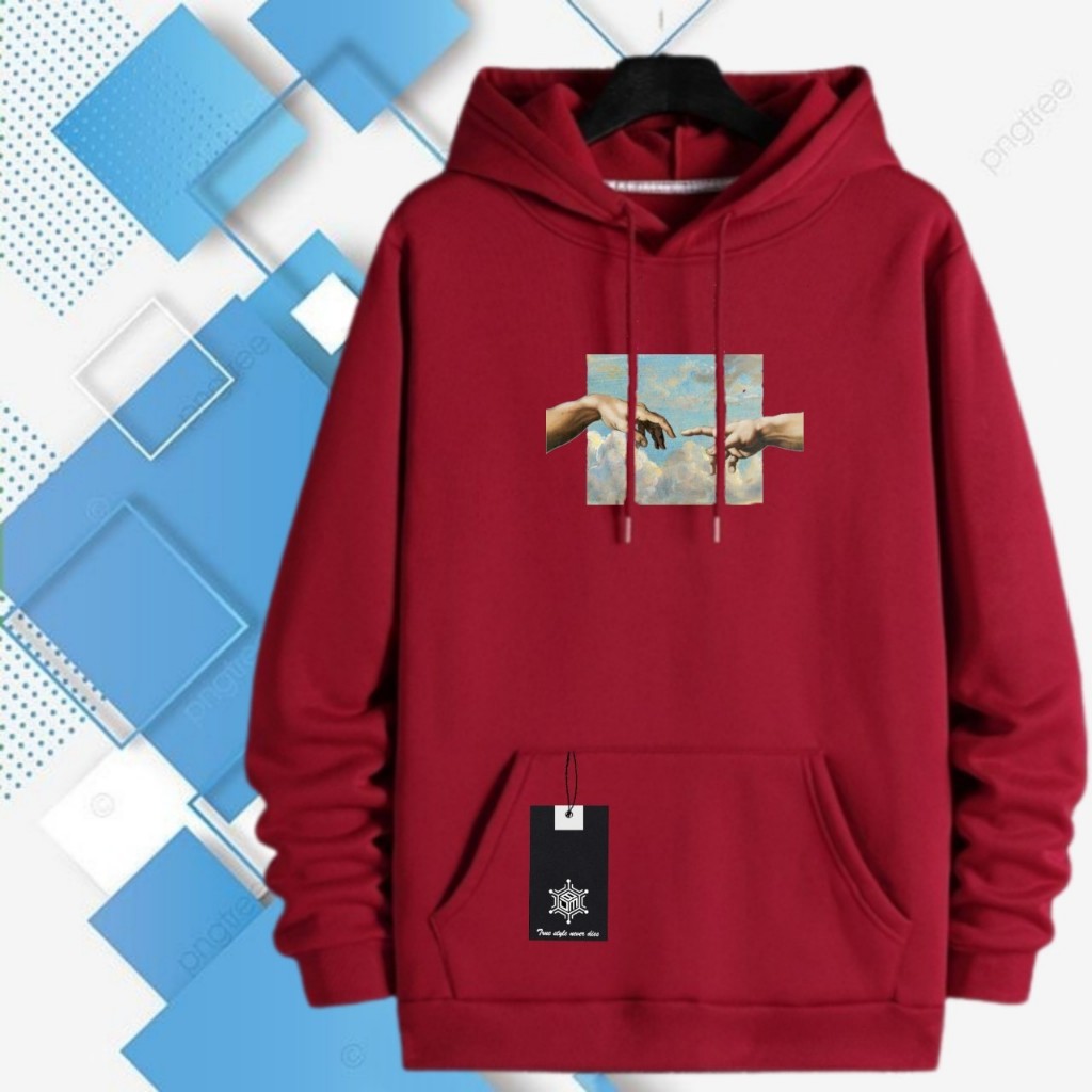 Hoodie Cowok Distro Oversize Warna Putih List Tangan Sweater Hodie Pria Terbaru 2023 Brand Lokal Ban