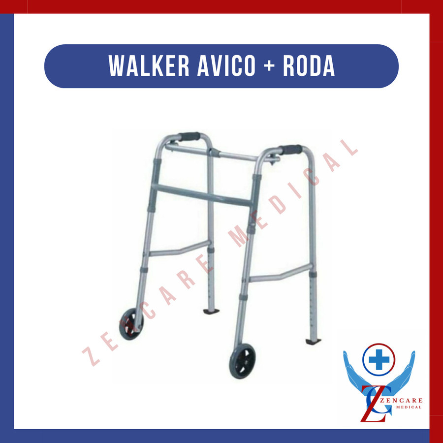 Tongkat Walker Avico Dengan Roda / Alat Bantu Jalan Lansia