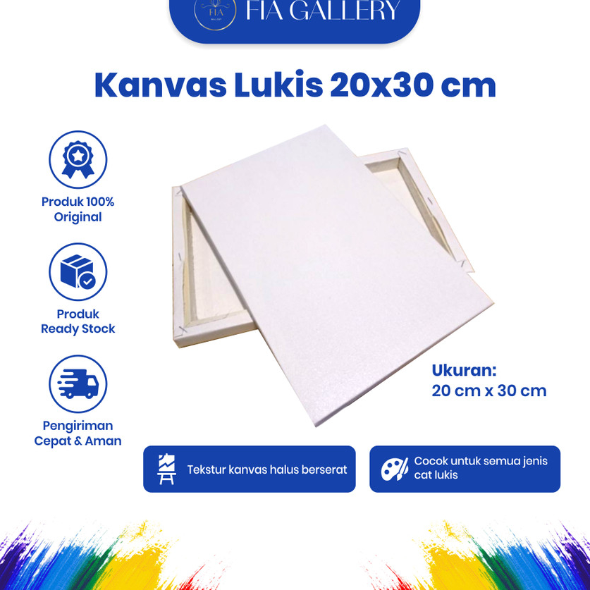 

➬✪✸ Kanvas Lukis Ukuran 20 x 30 Bingkai Peralatan Alat Melukis Lengkap Anak Kuas Palet Paint Painting Brush Canvas Art Acrylic Akrilik Putih