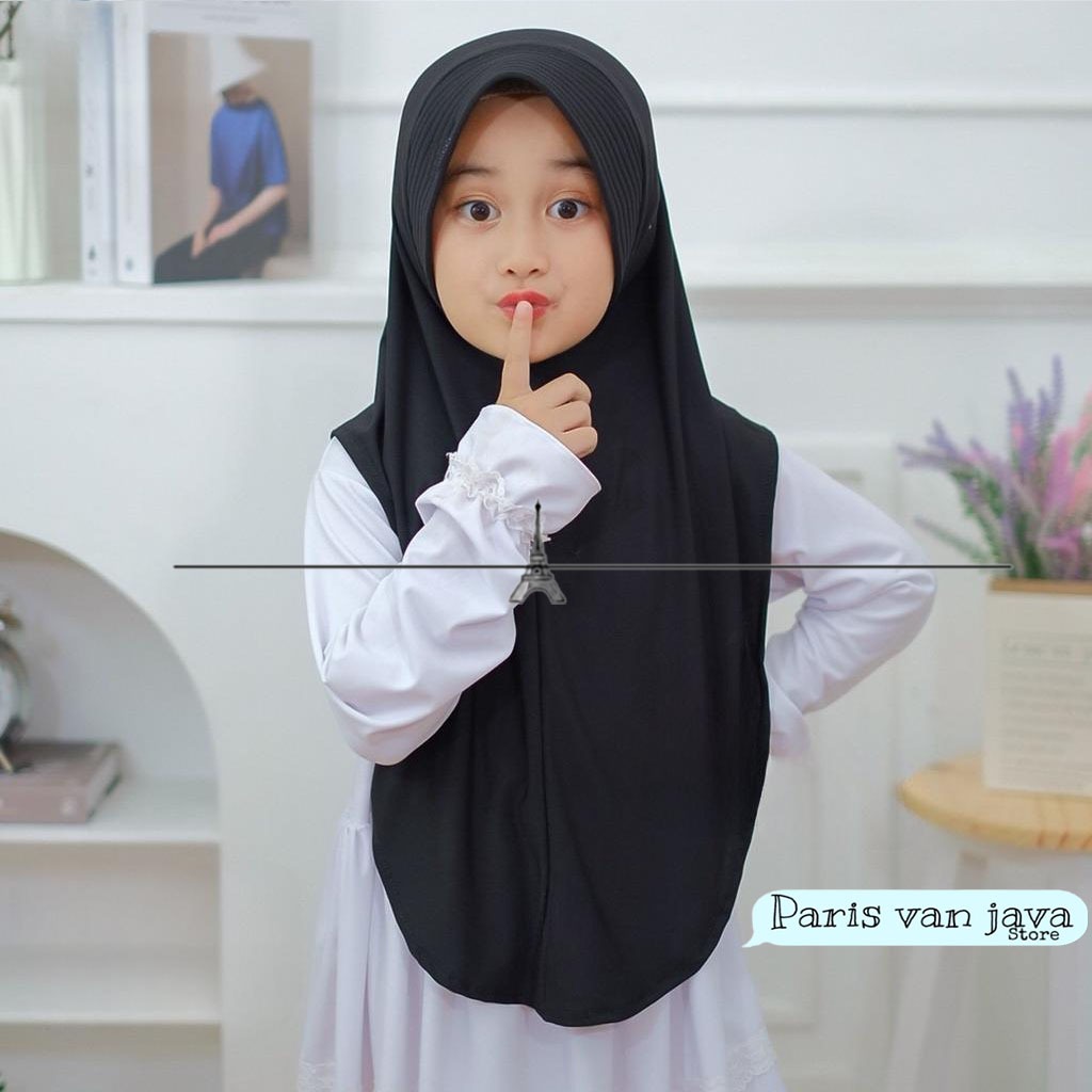Bergo Hamidah Pinguin Instan Sekolah Jersey Umur 5 - 10 Tahun | Hijab Jilbab Instan Bergo Hamidah An