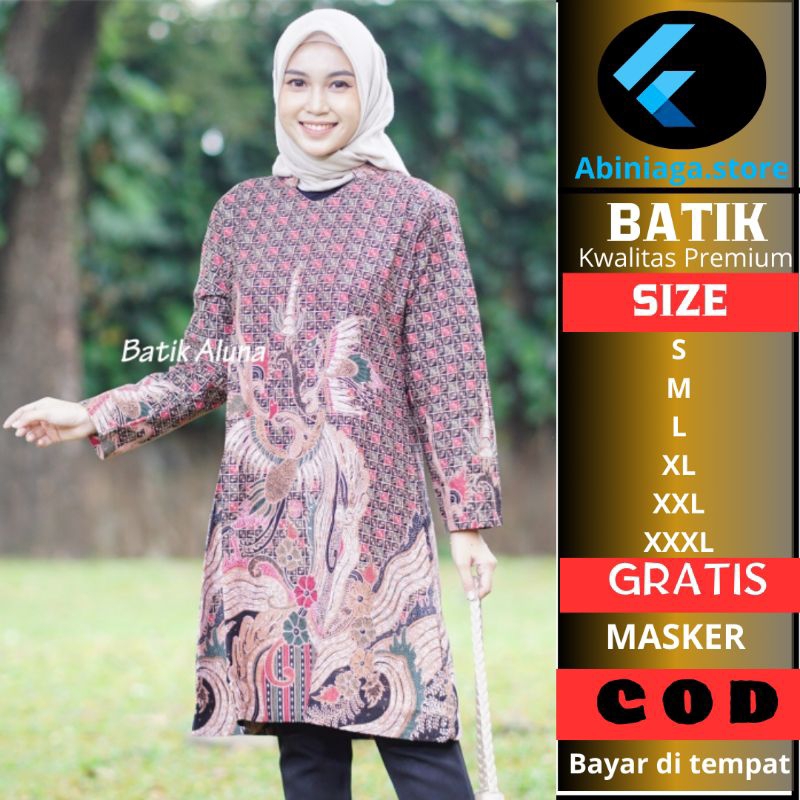 Baju Batik Wanita Tunik Premium Aluna TBA 062