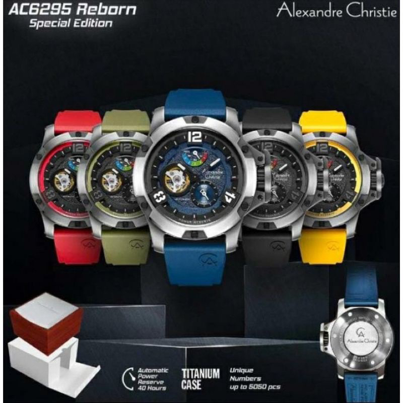 AC 6295 Automatic Titanium Alexandre Christie AC6295 Special Edition / Jam Tangan Pria Original 6295