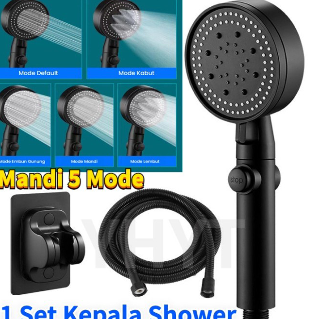 ➢❈ Kepala Shower Mandi Hitam Premium Shower Head Set