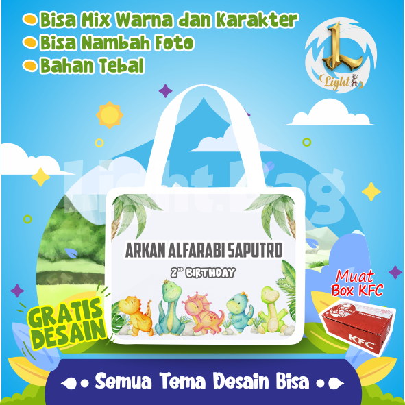 

TAS SOUVENIR ULTAH DINO CUSTOM / TAS SOUVENIR PREMIUM / GRATIS DESAIN / BONUS FOTO ANAK / GOODIE BAG CUTE DINO / TAS ULANG TAHUN DINO / TAS ULTAH CUSTOM / TAS SOUVENIR 2 HARI JADI / TAS ULTAH / TAS ULANG TAHUN / BISA TAMBAH FOTO ANAK