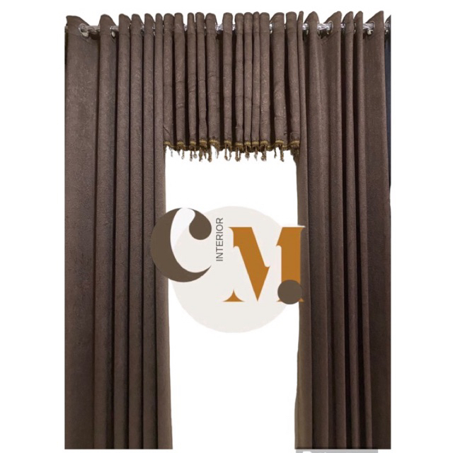 (satu set) Gorden blackout dan poni renda kristal