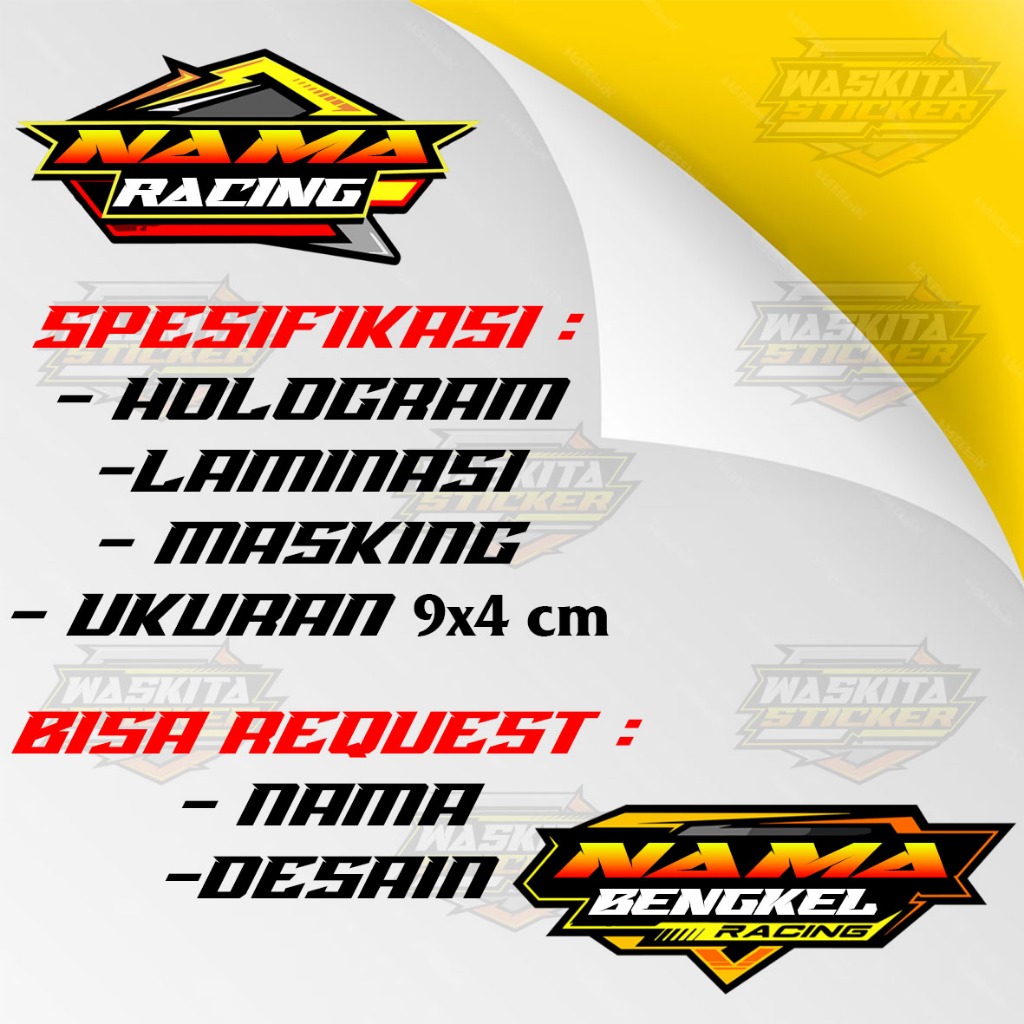 Stiker Nama Racing Hologram Custom