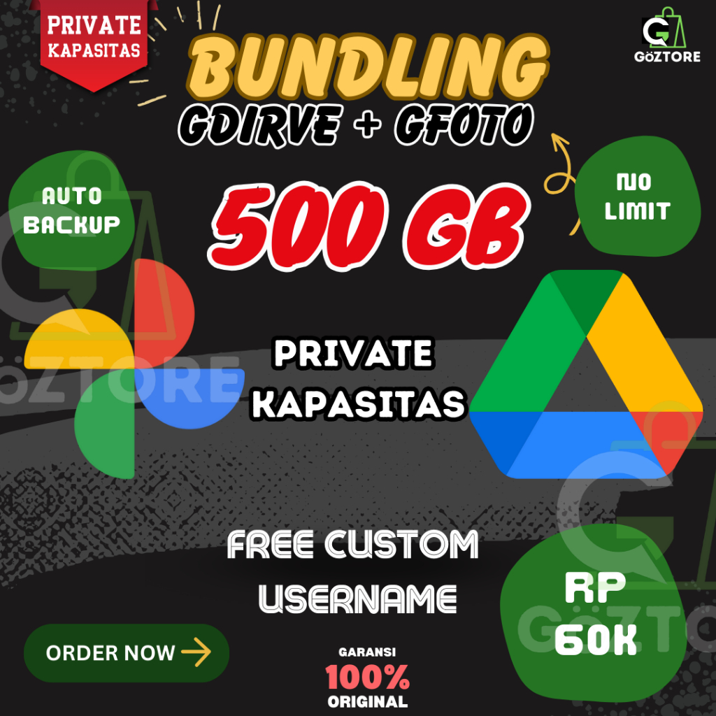 Google Drive Unlimited Max 500GB PRIVATE Bonus Google Photos 500GB Lifetime Bergaransi