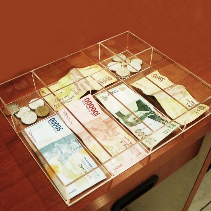 ➬✪✸ Akrilik tempat uang kasir/kotak uang laci kasir