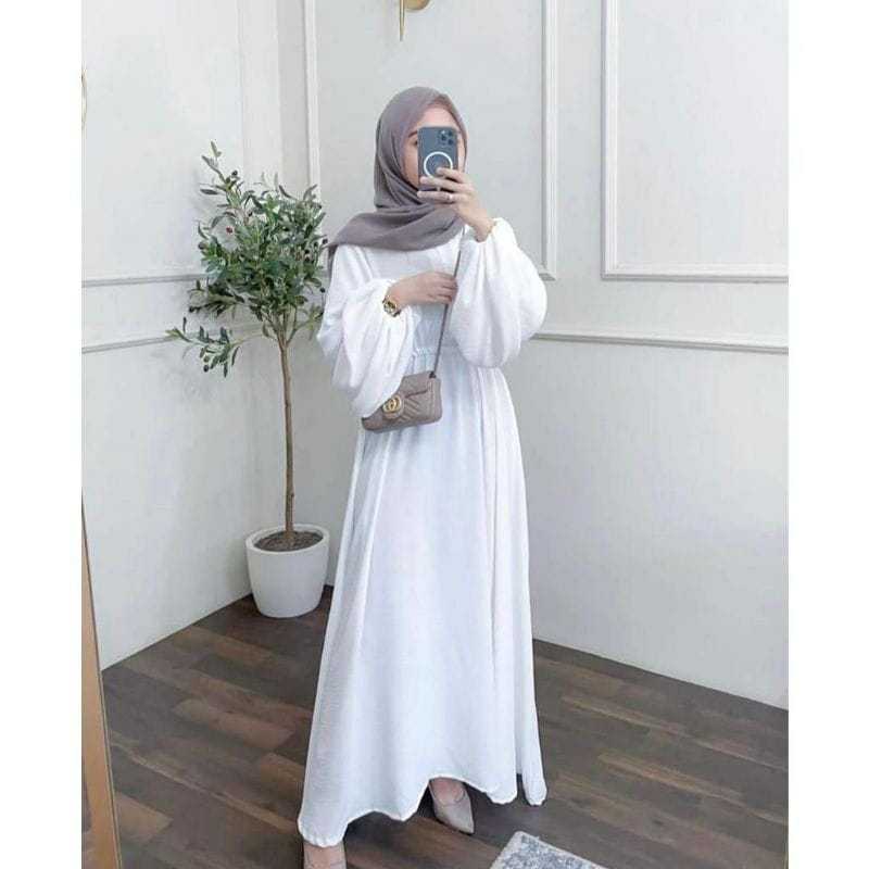 gamis kondangan simple elegan mewah AVRIST GAMIS Putih DRESS murah