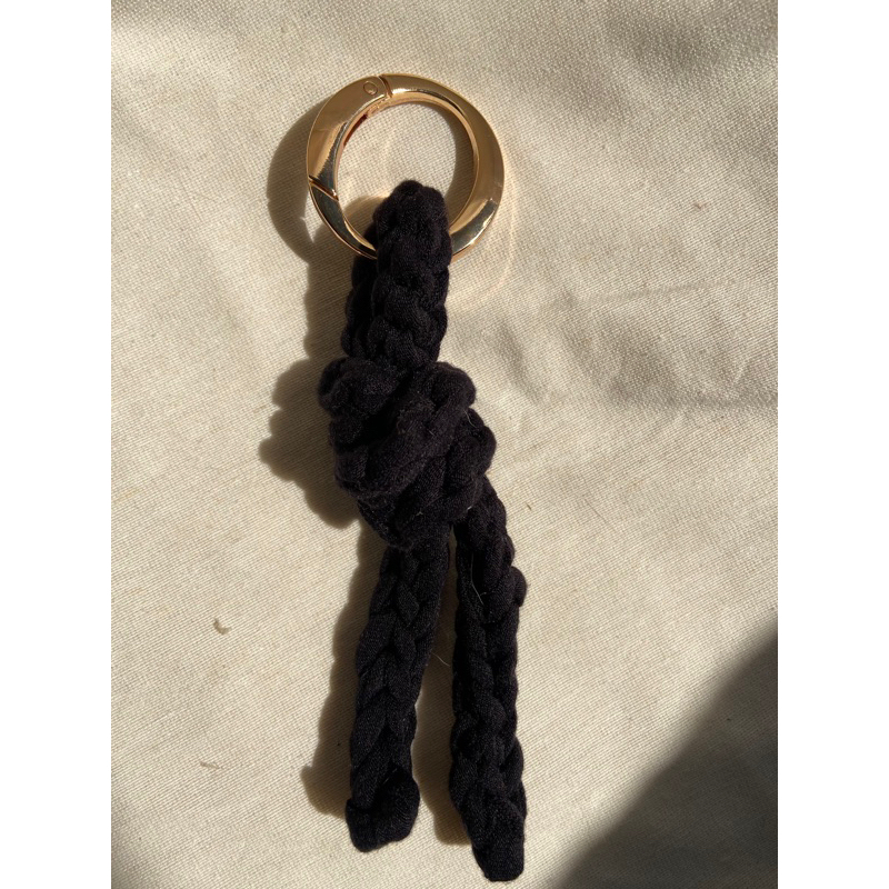 knot black bag charm crochet