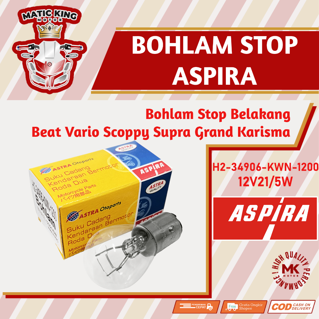 Lampu Bohlam Belakang Stop Motor Honda Beat Genio Deluxe Scoopy Spacy Vario PCX ADV Karbu Fi ESP 110