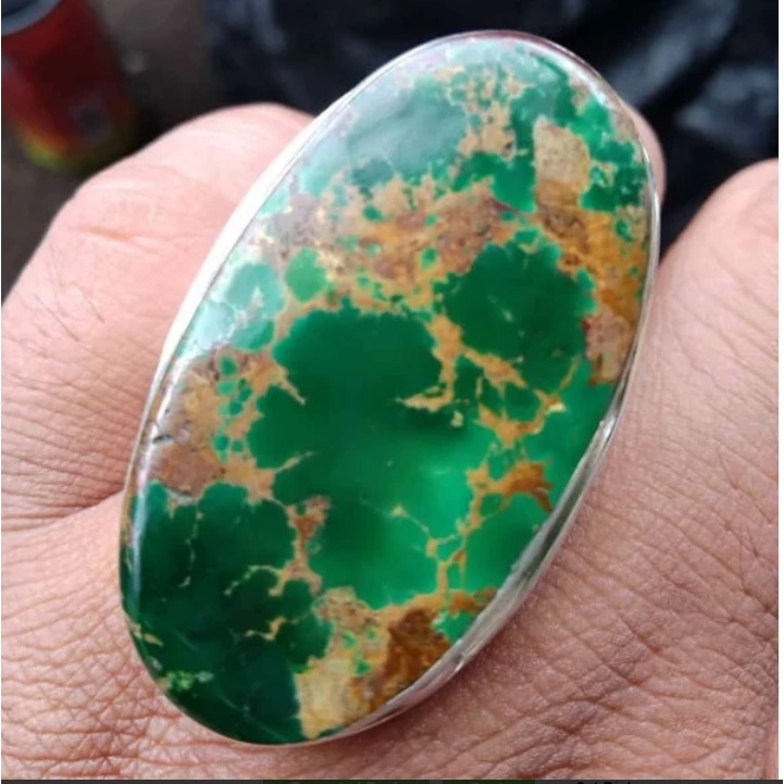Pirus Persia Ijo Tua Dim 40 Urat Emas Ring Perak Bkn Bacan Pandan Garut