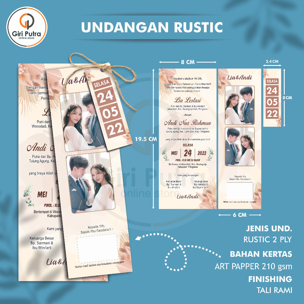 Undangan Pernikahan / Undangan Tali Rami / Undangan Hantag