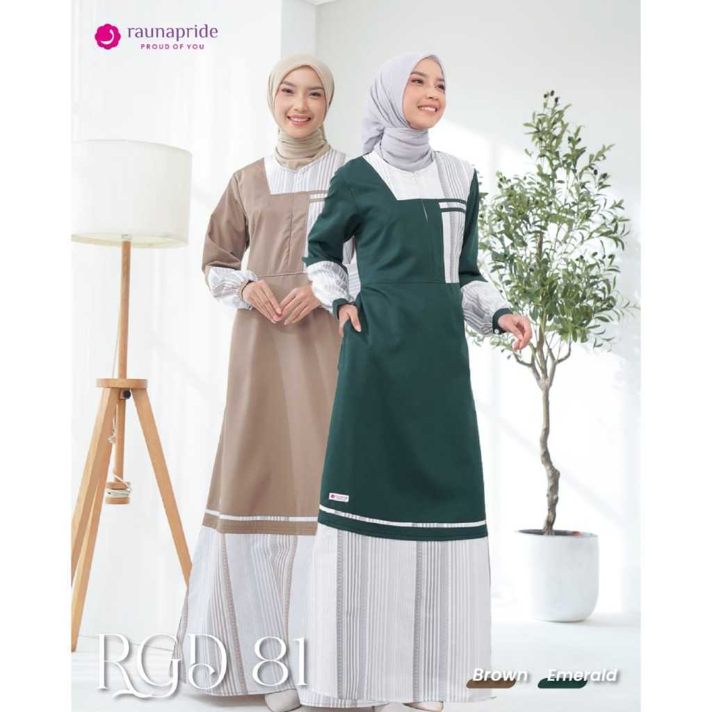 GAMIS TERBARU RAUNA RGD 81/GAMIS MUSLIM DEWASA BAHAN COTTON SOLOD MIX STRIPE /BY RAUNA 100%