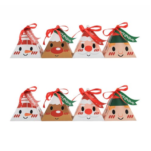 

Christmas triangle paper goodie box 4pc kantong snack souvenir Natal
