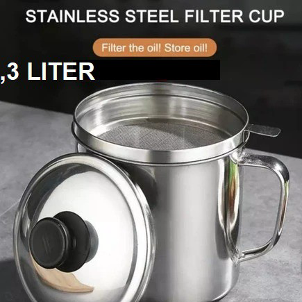 HOT SALE Oil Pot 1,2 Liter Tempat Saringan Minyak Bekas Goreng Stainless 12,5cm Warna.