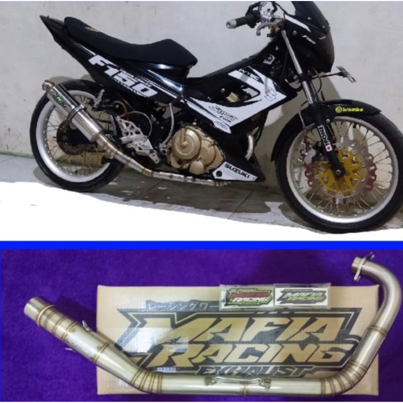 header/leher original MAFIA racing exhaust PNP satria Fu karbu model semi ndagak/semiCENG, tidak waj