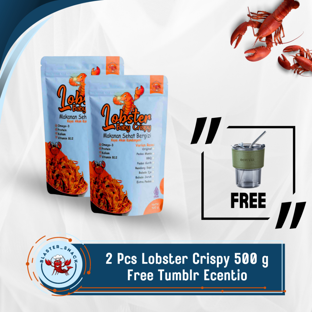 

[Free Botol Minum Ecentio] Cemilan Lobster Air Tawar Crispy 500 g Isi 2 Pcs