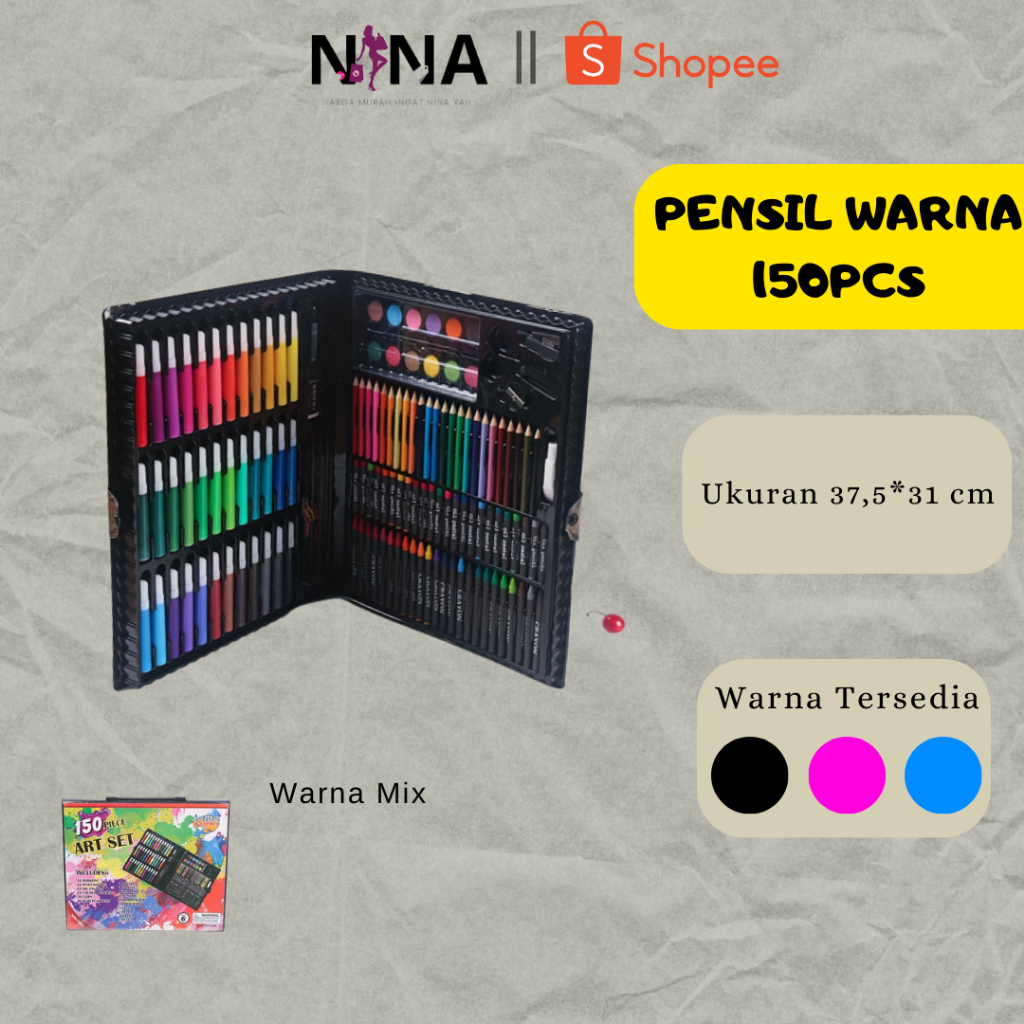 

[NINA86] PENSIL WARNA 150PCS - ALAT TULIS SET CRAYON COLOURING SET 150PCS ART