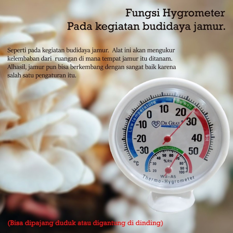 Termometer Alat pengukur suhu ruangan Hygrometer analog Dr Gray 3inch