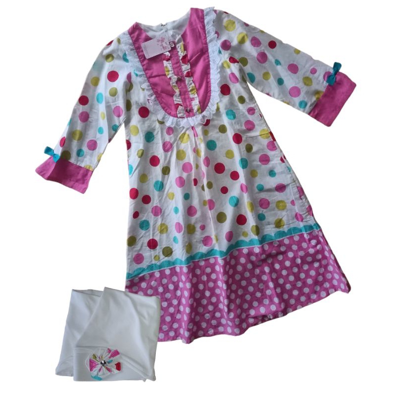 Jedea by donita Dress Muslim print polkadot + Kerudung