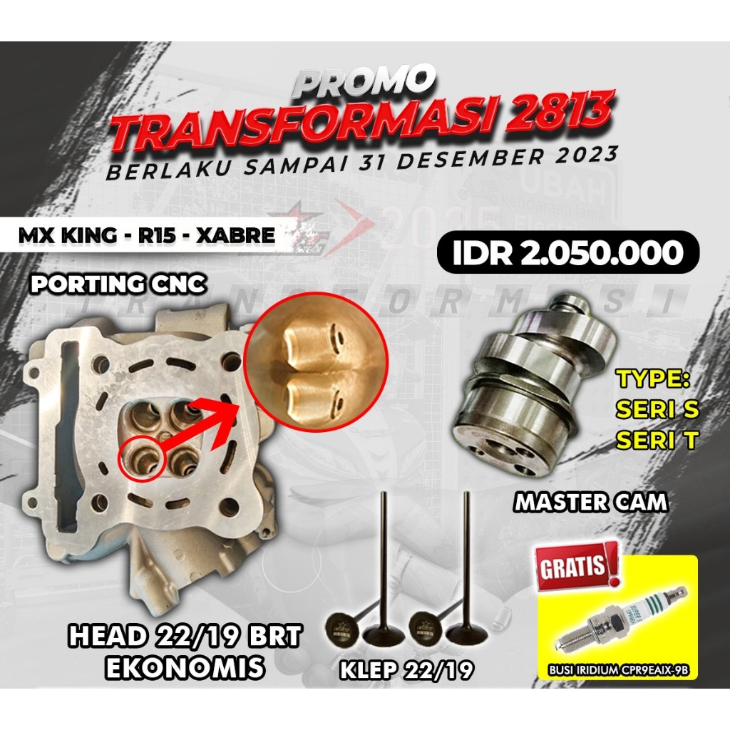 PAKET HEAD PORTING CNC BRT MX KING R15 XABRE + NOKEN AS BRT