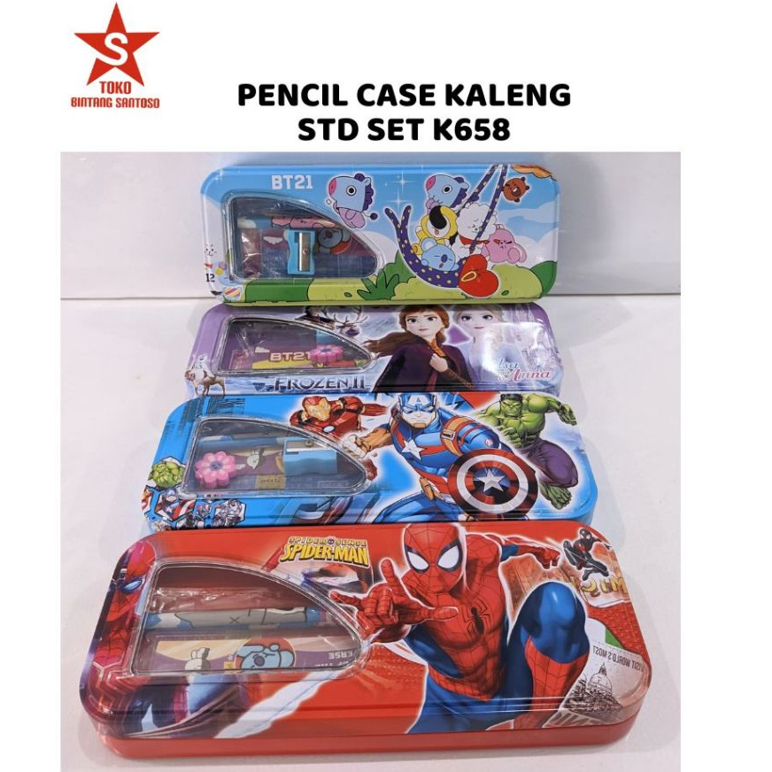 

PC KALENG STD SET K658 / Kotak Pensil Kaleng SET Karakter K-658 / Tempat Pensil 2 Susun