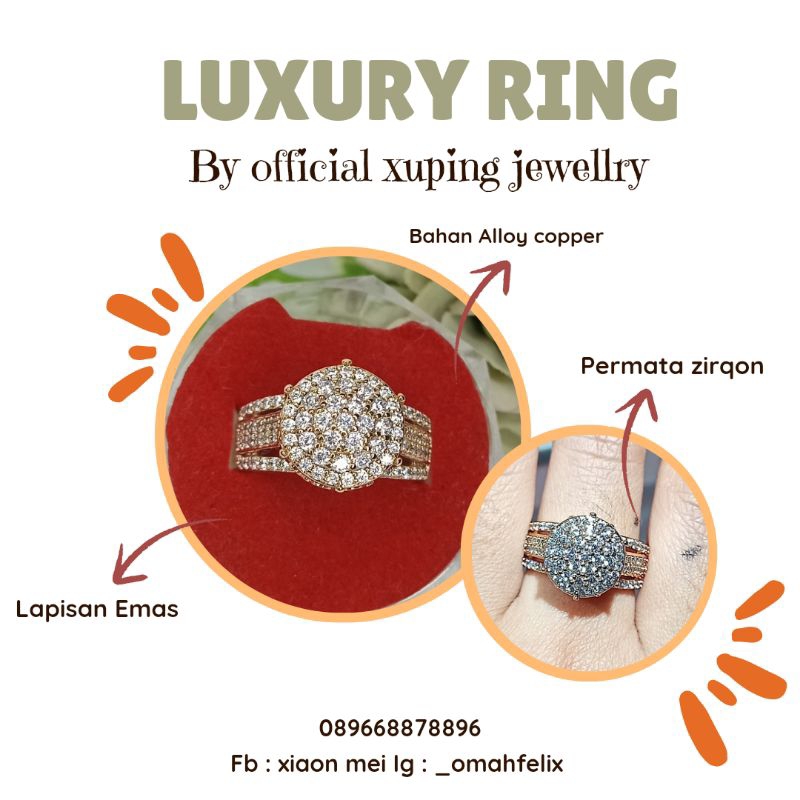 cincin lapis emas mewah diamond replika berlian xuping dewasa