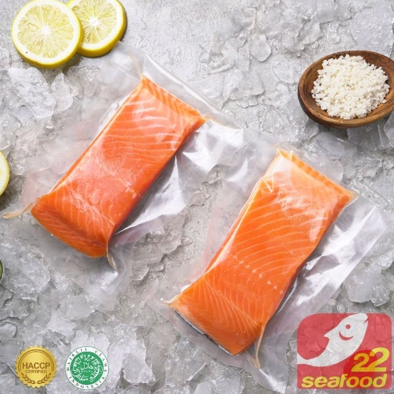 

Bisa COD Salmon Fillet 200gr Portion Cut Tengah / Premium Quality / Sashimi Grade / Seafood 22 