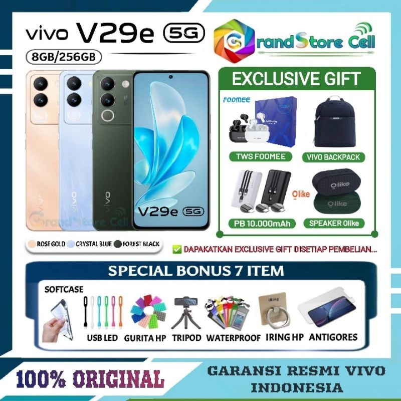 VIVO V29E 5G RAM 8/256GB | VIVO V29 E 5G RAM 8/256GB GARANSI RESMI VIVO INDONESIA