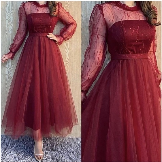 LONG  DRESS NATAL JEJENIA | REKOMENDASI OUTFIT BAJU PESTA KONDANGAN WANITA GAYA KOREA BROKAT TILE IM