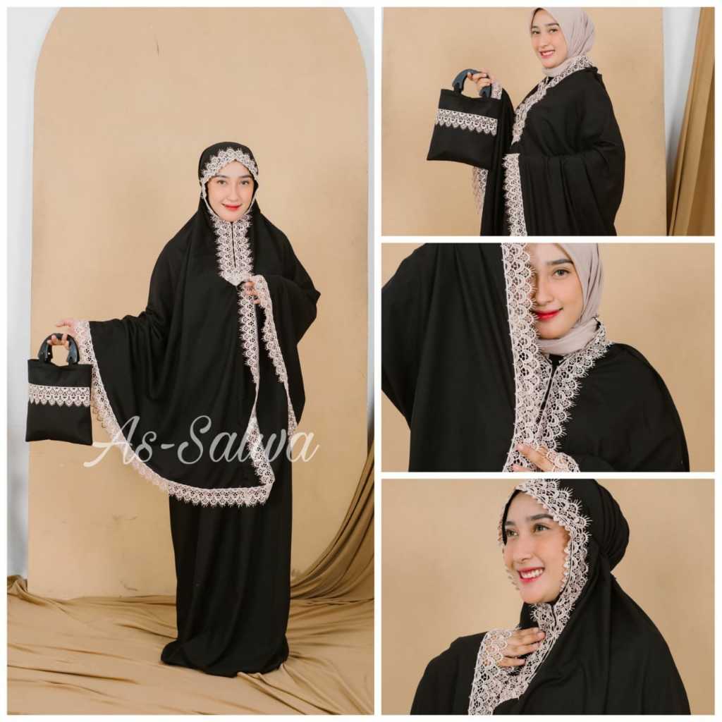 MUKENA RENDA PREMIUM HITAM /MUKENA RENDA ARAB PREMIUM HITAM /MUKENA LEBARAN