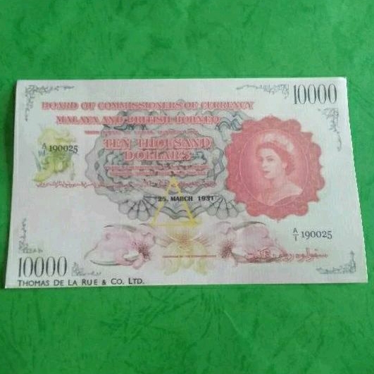 Uang kuno 10000 Dollar Malaya and British Borneo