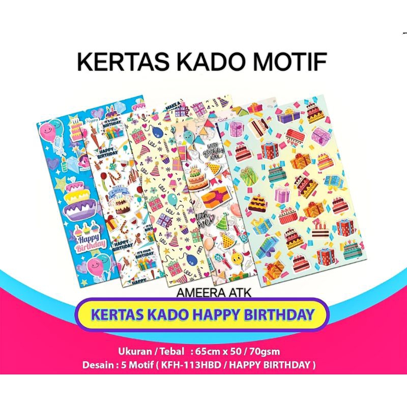 

Kertas Kado Motif Murah 1 Pak Isi 50 Lembar