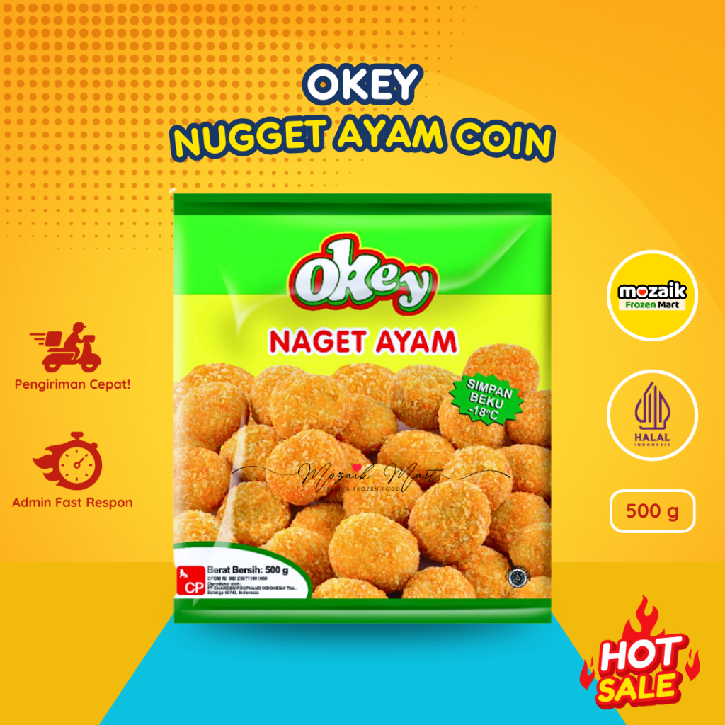 

Okey Nugget Ayam Coin 500gr - Naget Okey / Naget Ayam / Nuget Ayam