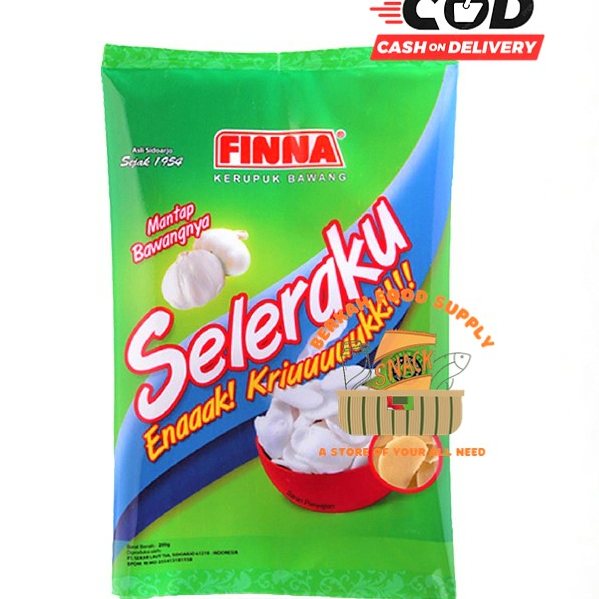 

Bayar Di Tempat FINNA SELERAKU BAWANG 200GR / kerupuk bawang HALAL BPOM RESMI Harga Murah