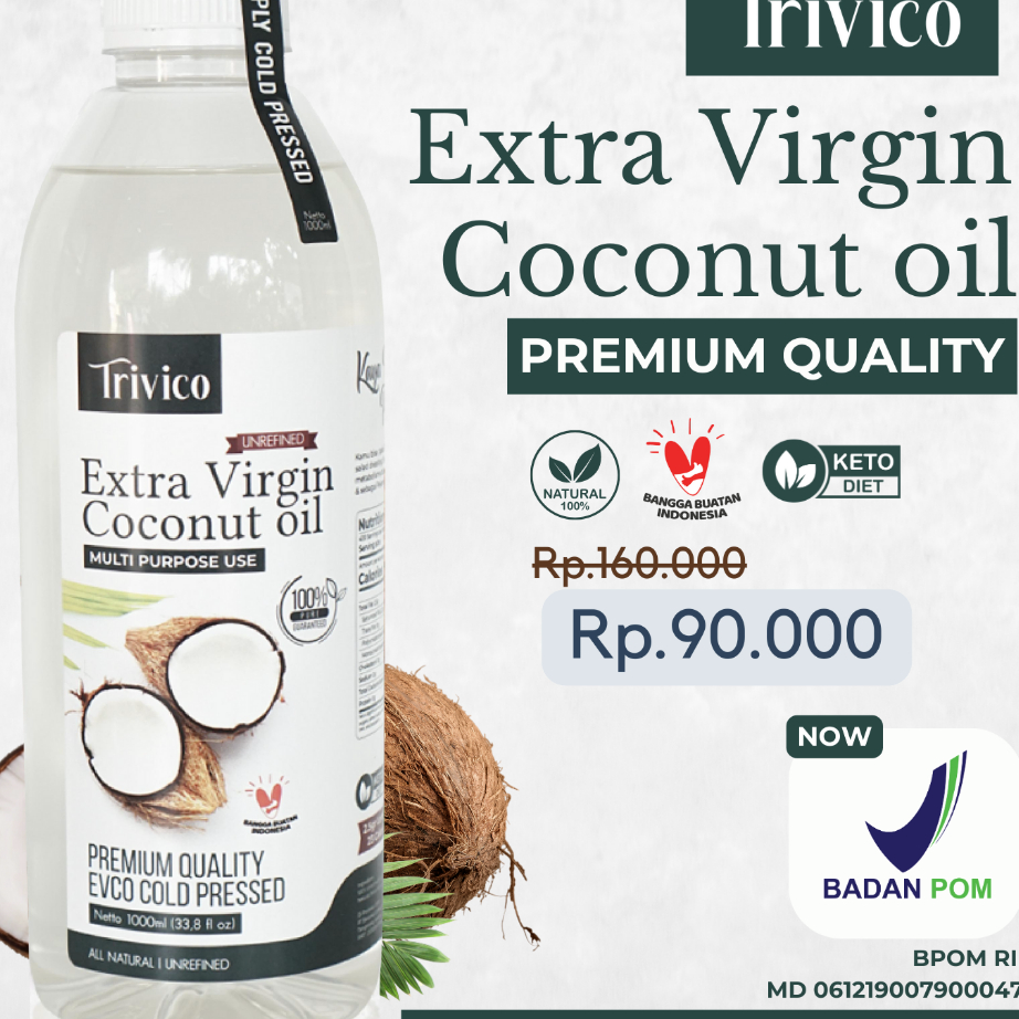 

Buruan Beli TRIVICO VCO PREMIUM / EVCO Virgin Coconut OIL 1 LITER / MINYAK KELAPA MURNI 100% / COCONUT OIL - 1LITER 1000ML Ready