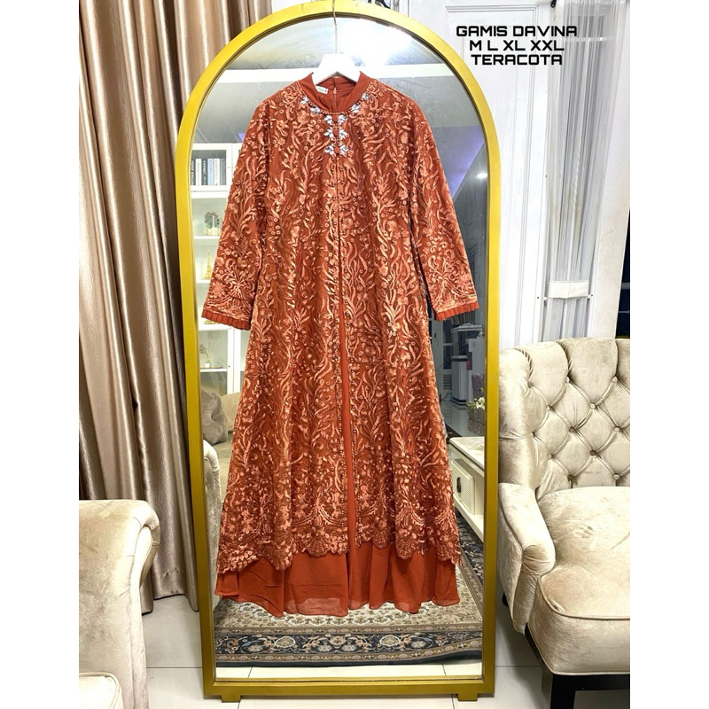 Gamis Davina Series M-5L / Gamis Jumbo Ld130 cm/ Gamis Brukat/ Gamis Pesta/ Gamis Kondangan/ Gamis W