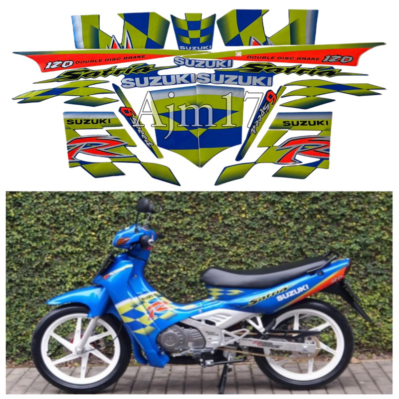 SL01 STIKER STRIPING SATRIA KOTAK LUMBA BIRU KENNY ROBERTS