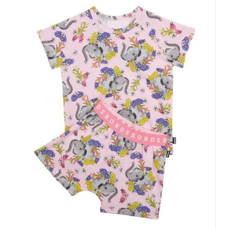 BONDS KIDS SHORT SLEEVE SLEEP SET - Eva Elephant Mt Fuji