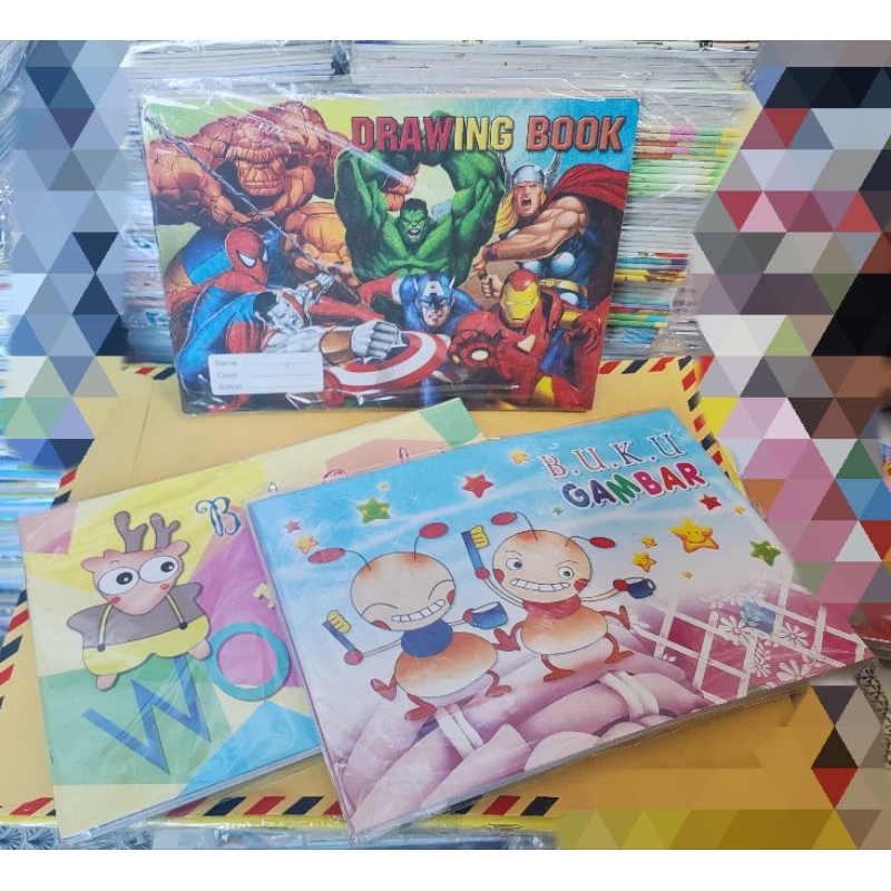 

Buku gambar fancy B5 /Drawing book karakter B5 (1 pak isi 10pcs)