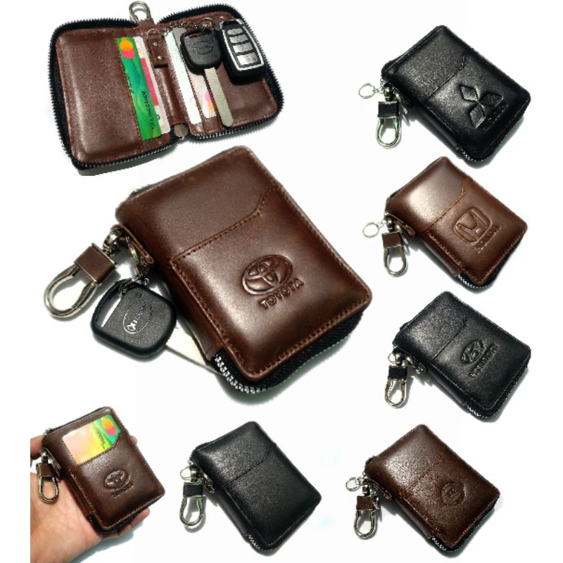 Dompet kunci mobil kulit asli original dompet stnk sim etoll kredit card