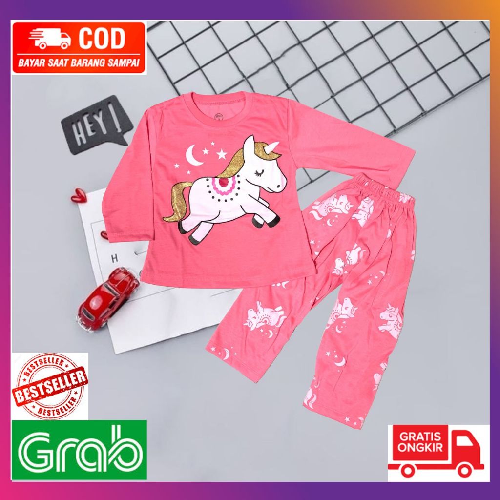 Setelan Kaos Anak Perempuani / Baju Setelan Kaos Anak  Cewek Lengan Panjang Size 1-10