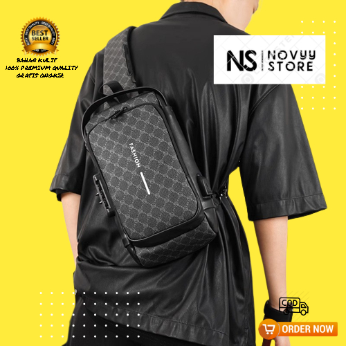 TAS USB PRIA TAS SAMPING PRIA BAHAN KULIT TAS COWOK IMPOR CLUTCH PRIA  LEATHER MESSENGER BAG WAIST B