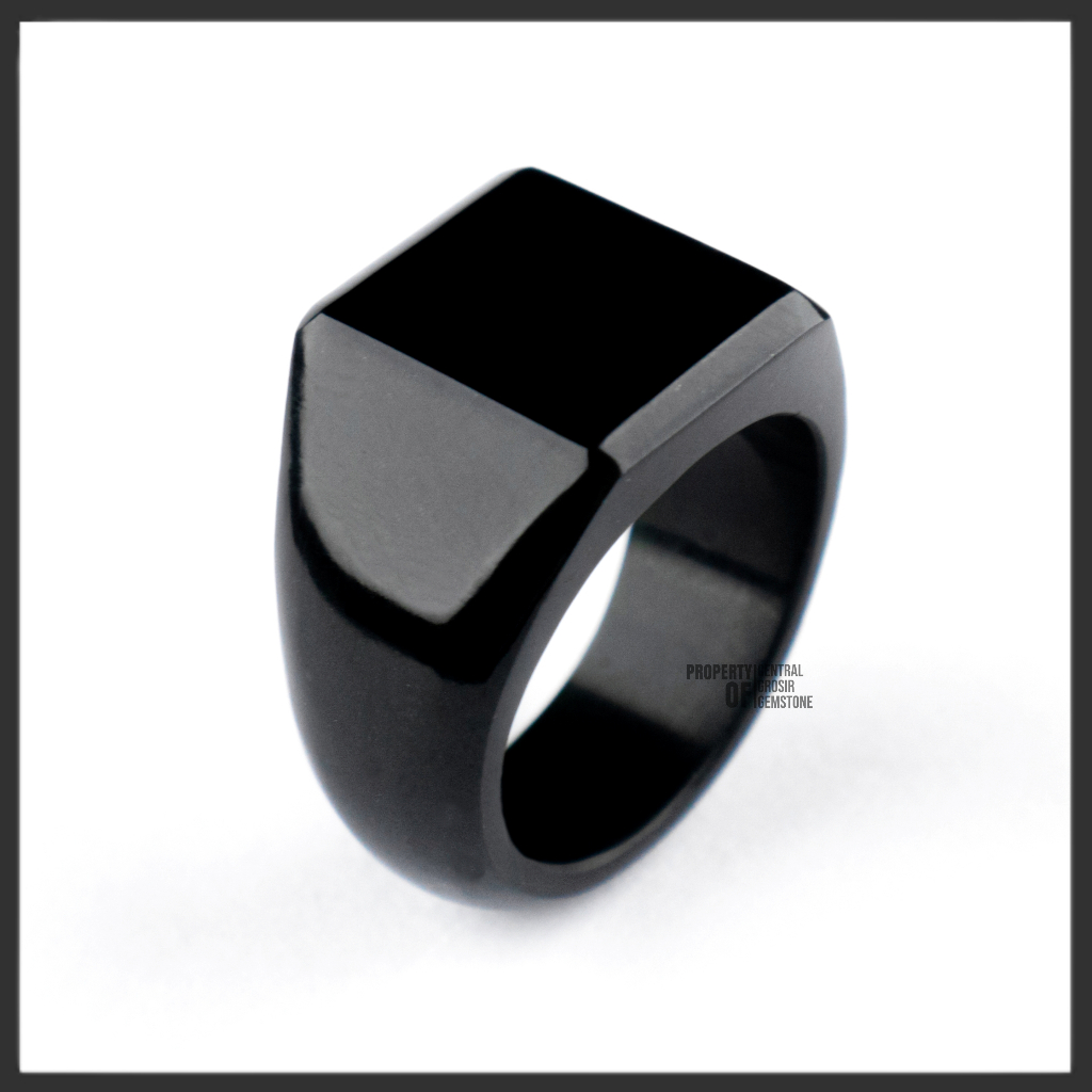 YZ6 Cincin Pria Batu Giok Hitam Natural Black Jade Original