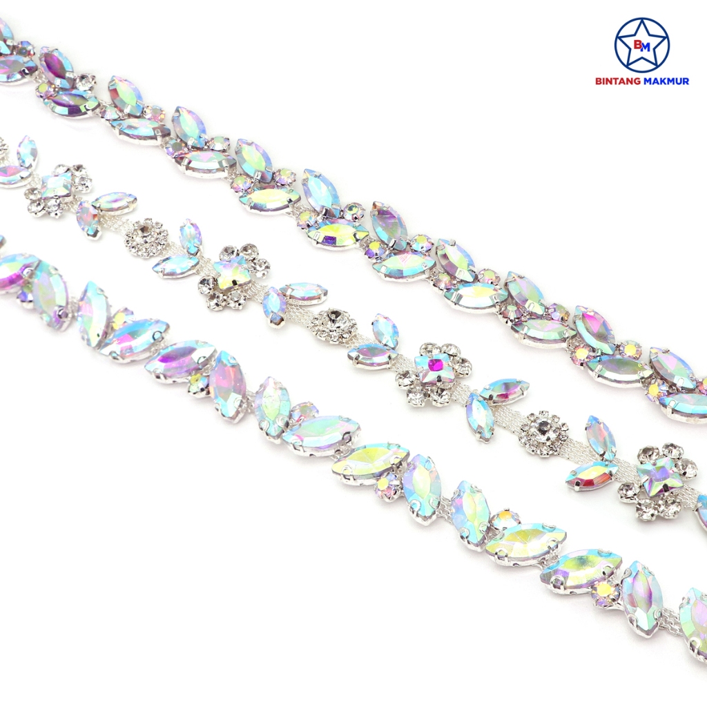 Per 10 Yard Kristal Renda Warna / Accesories Payet Manik Mute / Motif / Aplikasi Fashion